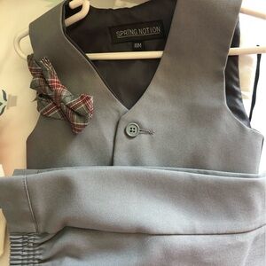 Boys gray vest and suit pants with bow tie 18 months